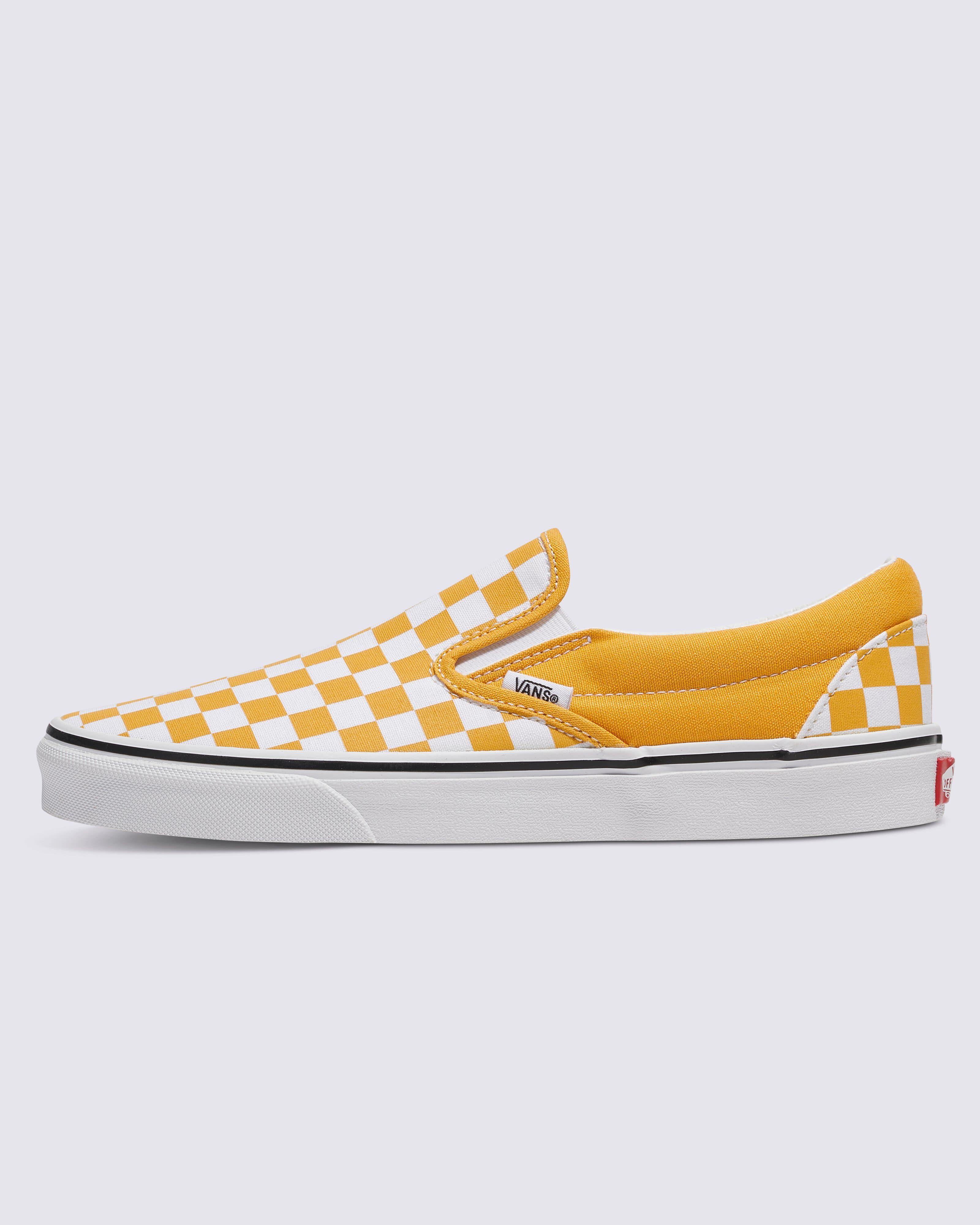 Checkered sunflower sale vans slip ons